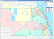 Sebastian-Vero Beach Metro Area Wall Map Color Cast Style